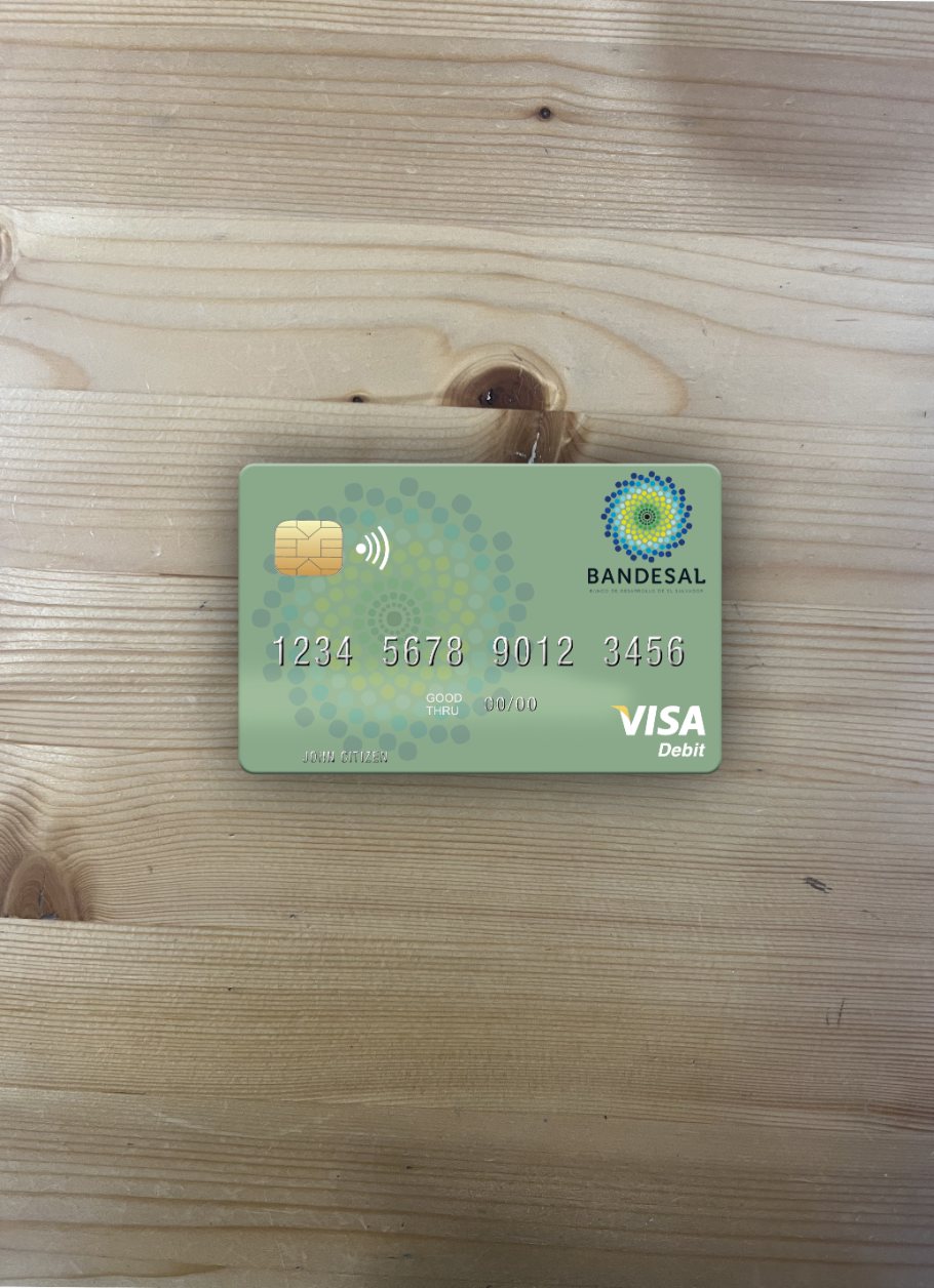 Download Salvador Bandesal Bank visa debit card photolook front Photoshop template